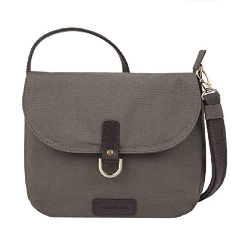 NEW Travelon Courier Stone Gray Anti-Theft Saddle Crossbody Bag, travel bag new